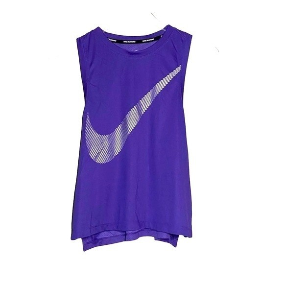 Nike Dri-Fit City Core Metallic Logo Purple Tank Top Size Small Athletic - Picture 1 of 6